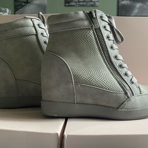 Grey Wedge Sneakers